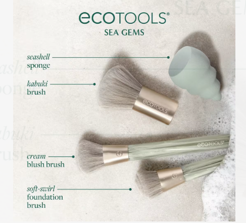 ECOTOOLS SEA GEMS FACE SET 3 FACE BRUSHES + SPONGE SET